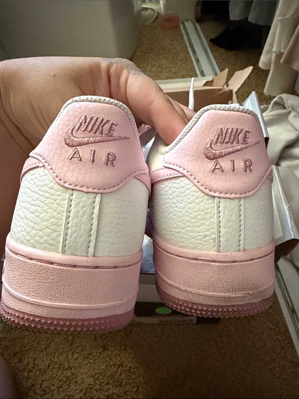 Nike Air Force 1 (GS) — White with Pink Foam Accents - Picture 6 of 10